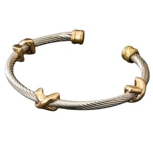 Two Tone Cable Cuff Bracelet